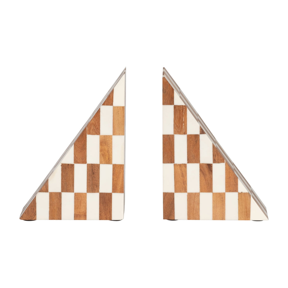 7" Resin Right Angle Bookend (Set of 2) - Ivory/Natural