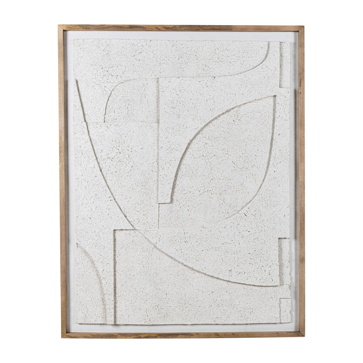 39 x 50 Paper Mache Wall Art Framed Glass - Off-White
