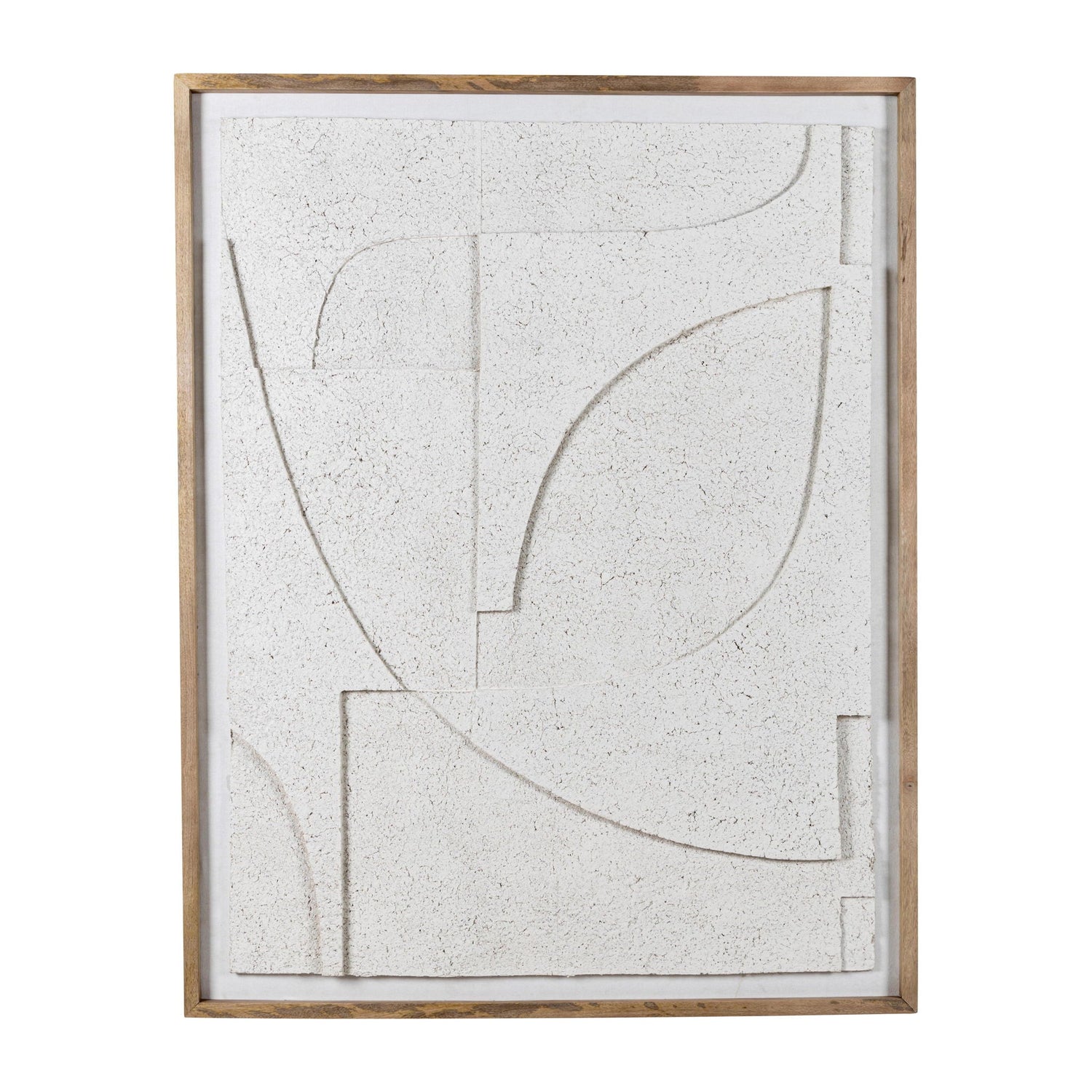 39 x 50 Paper Mache Wall Art Framed Glass - Off-White