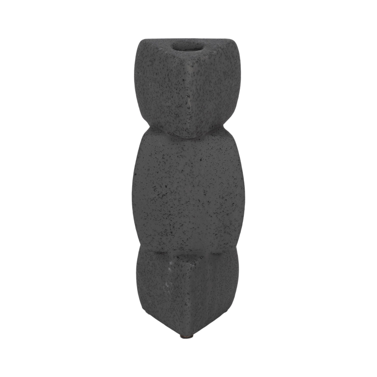 9" Stacked Objects Taper Holder Sand Glaze - Black