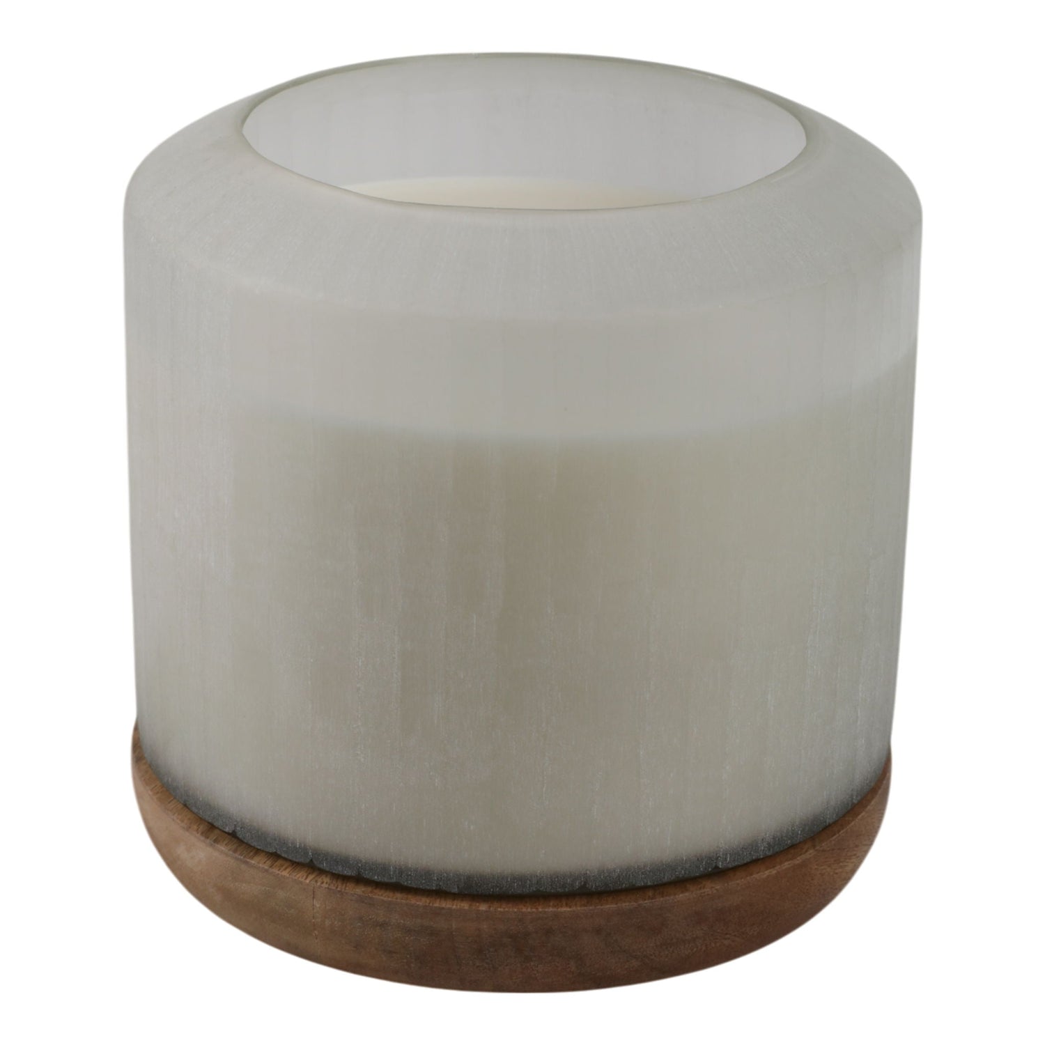 8" x 8" 105 Oz Starry Sky Wood Base Candle - White / Natural