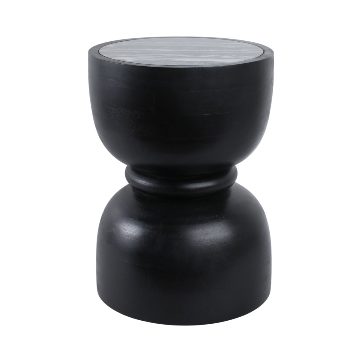 18" x 13" Marble Top Accent Table With Ring - Black