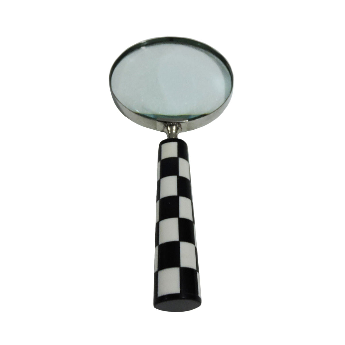4" Checkerboard Handle Magnifying Glass - Black / White