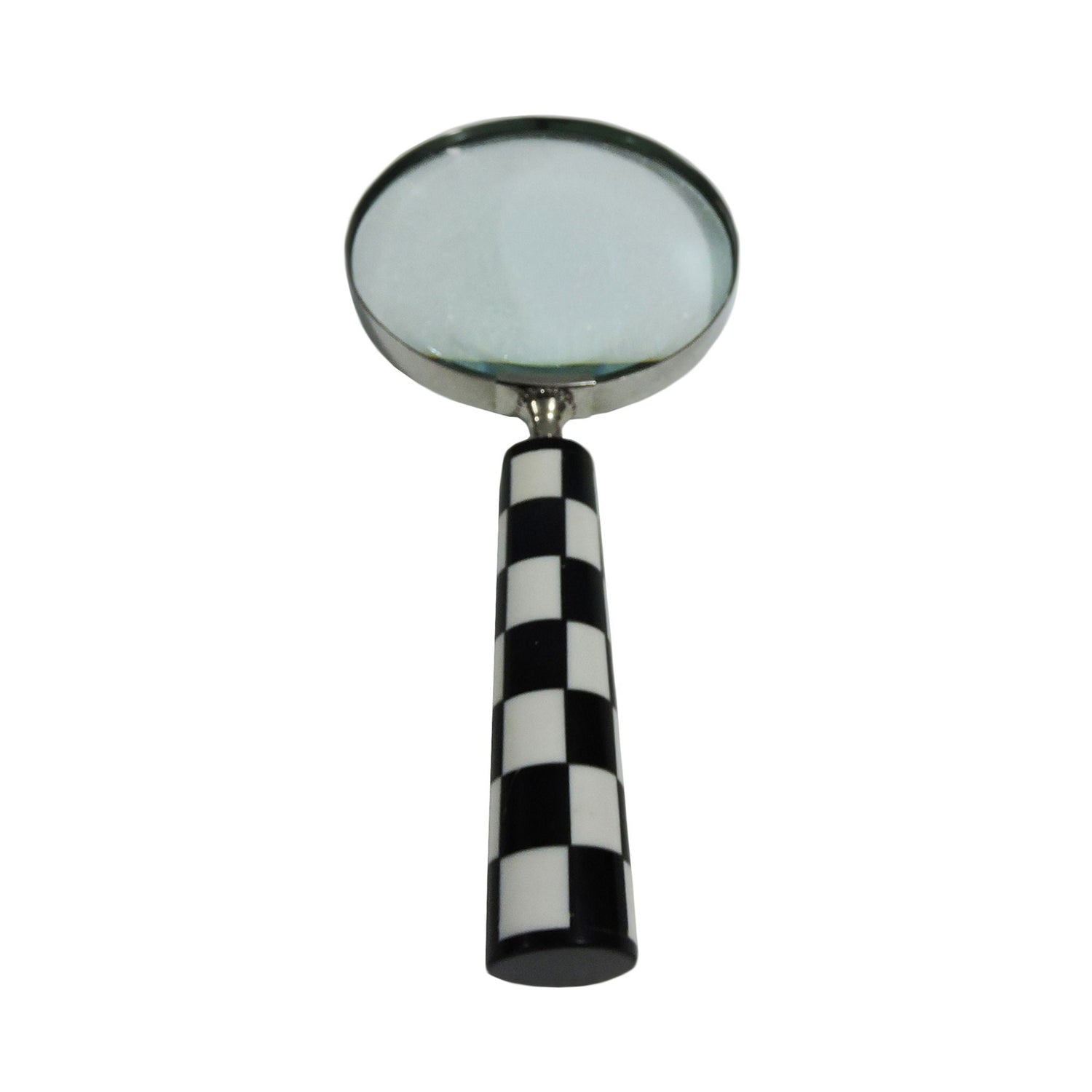 4" Checkerboard Handle Magnifying Glass - Black / White