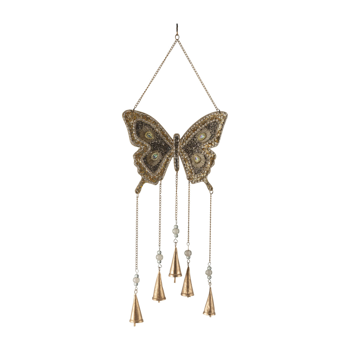 Metal Mosaic Butterfly Chime 24" - Gold