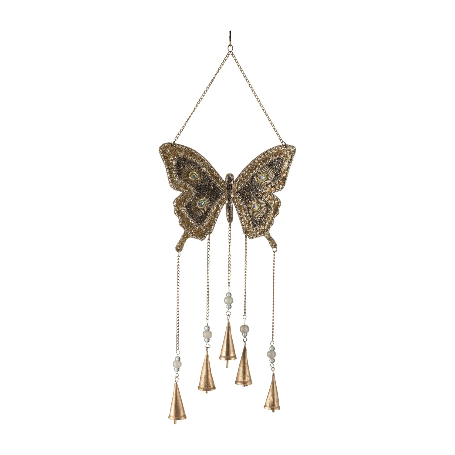 Metal Mosaic Butterfly Chime 24" - Gold