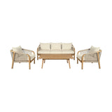 Cypress - 4 Piece Outdoor Patio Conversation Set - Blonde Eucalyptus / Ivory