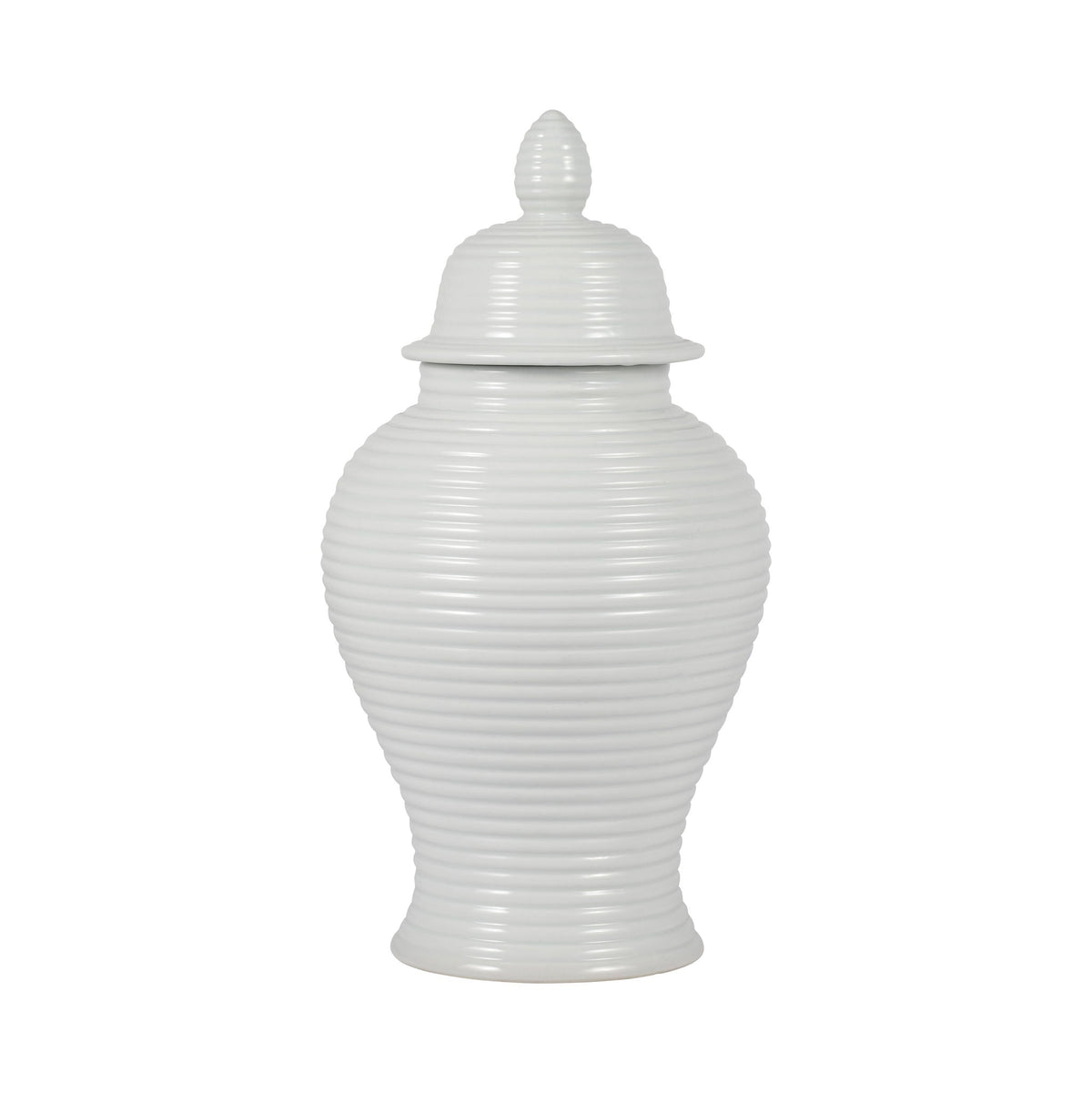 18" Ribbed Temple Jar - White