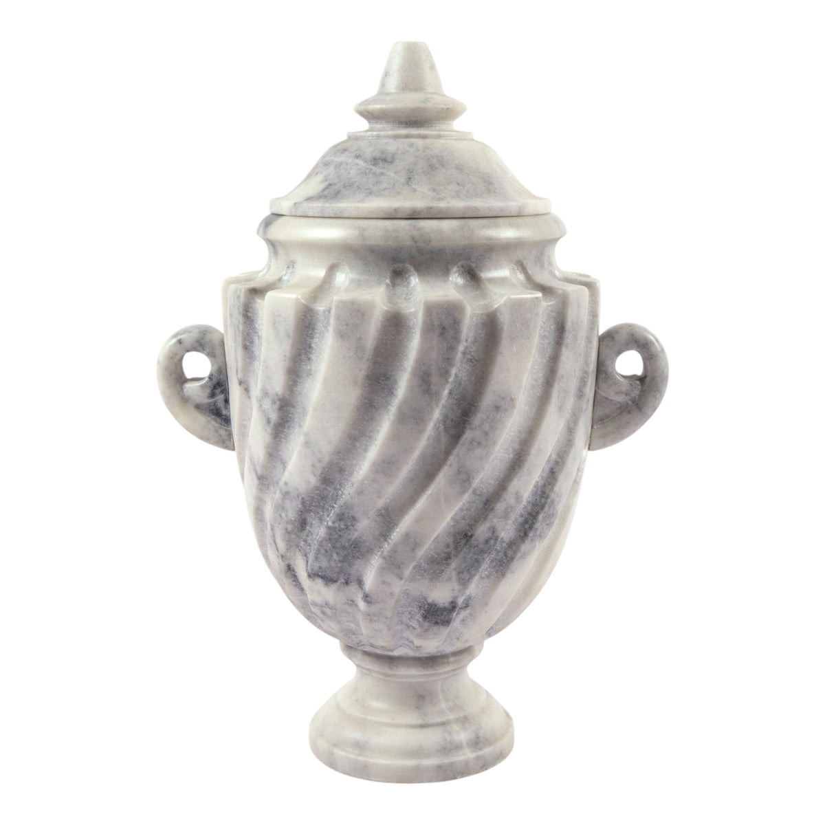 Tucana Carved Marbleoversized Urn With Lid - Ivory