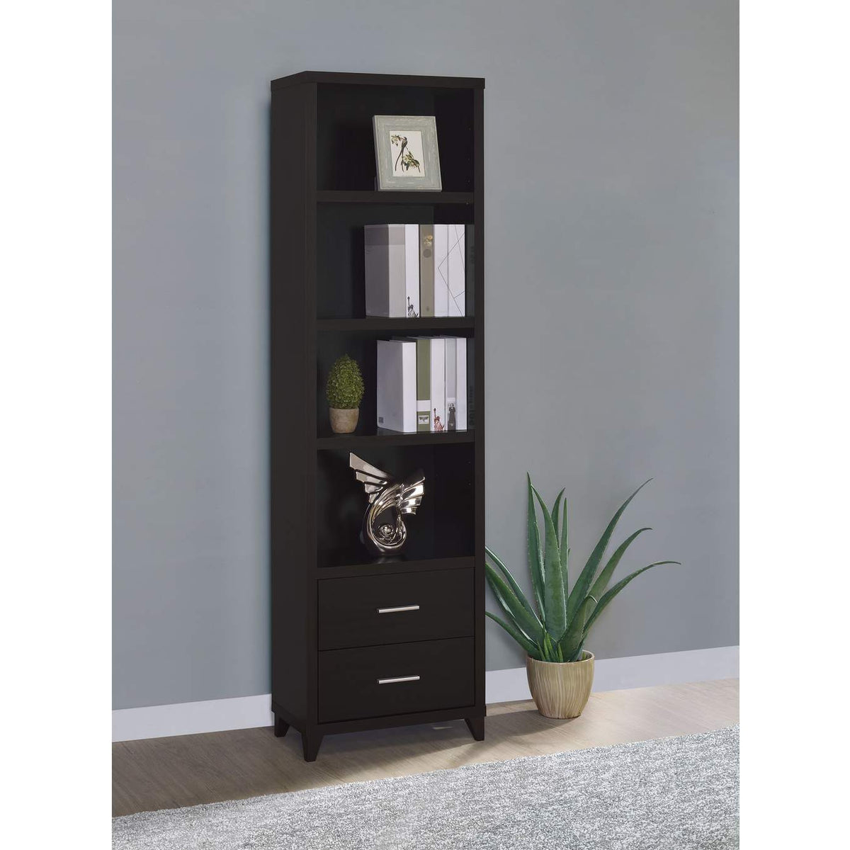 700882 Lewes 4-shelf Engineered Wood Media Tower Cappuccino