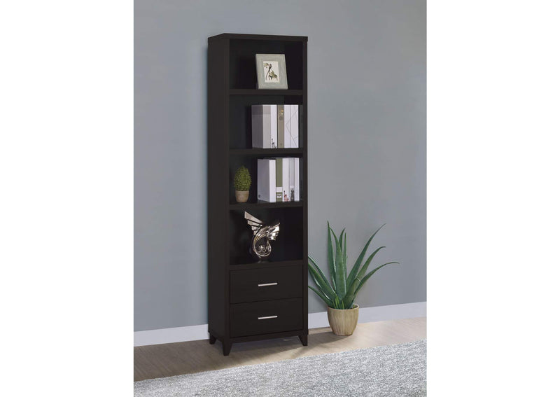 700882 Lewes 4-shelf Engineered Wood Media Tower Cappuccino