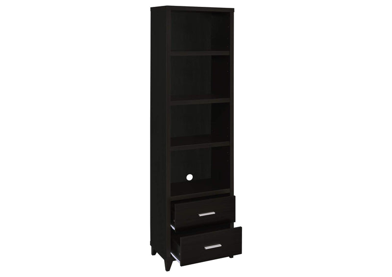 700882 Lewes 4-shelf Engineered Wood Media Tower Cappuccino