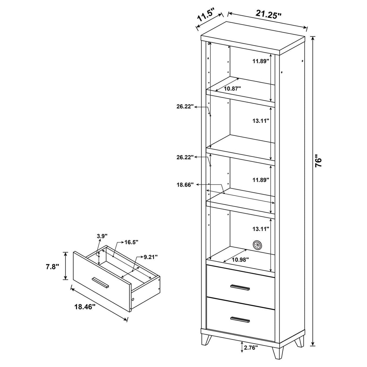700882 Lewes 4-shelf Engineered Wood Media Tower Cappuccino