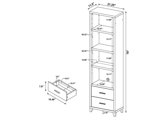 700882 Lewes 4-shelf Engineered Wood Media Tower Cappuccino