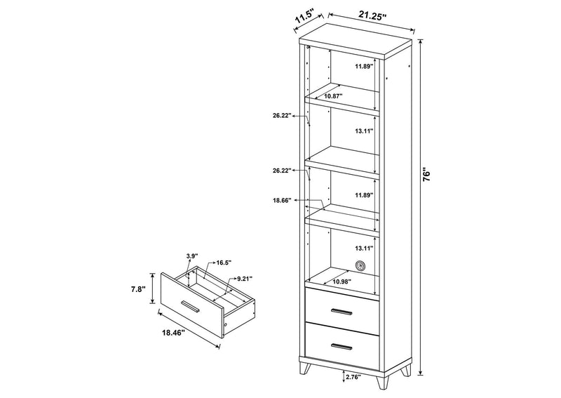 700882 Lewes 4-shelf Engineered Wood Media Tower Cappuccino