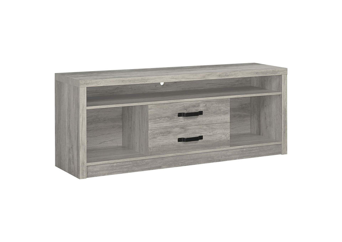 701024 Burke 2-drawer Engineered Wood 59-inch TV Stand Grey Driftwood