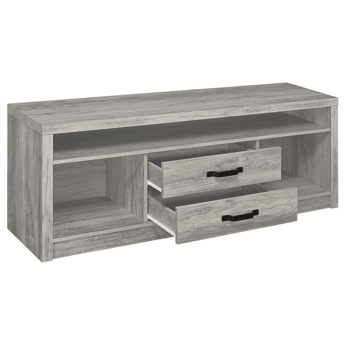 701024 Burke 2-drawer Engineered Wood 59-inch TV Stand Grey Driftwood