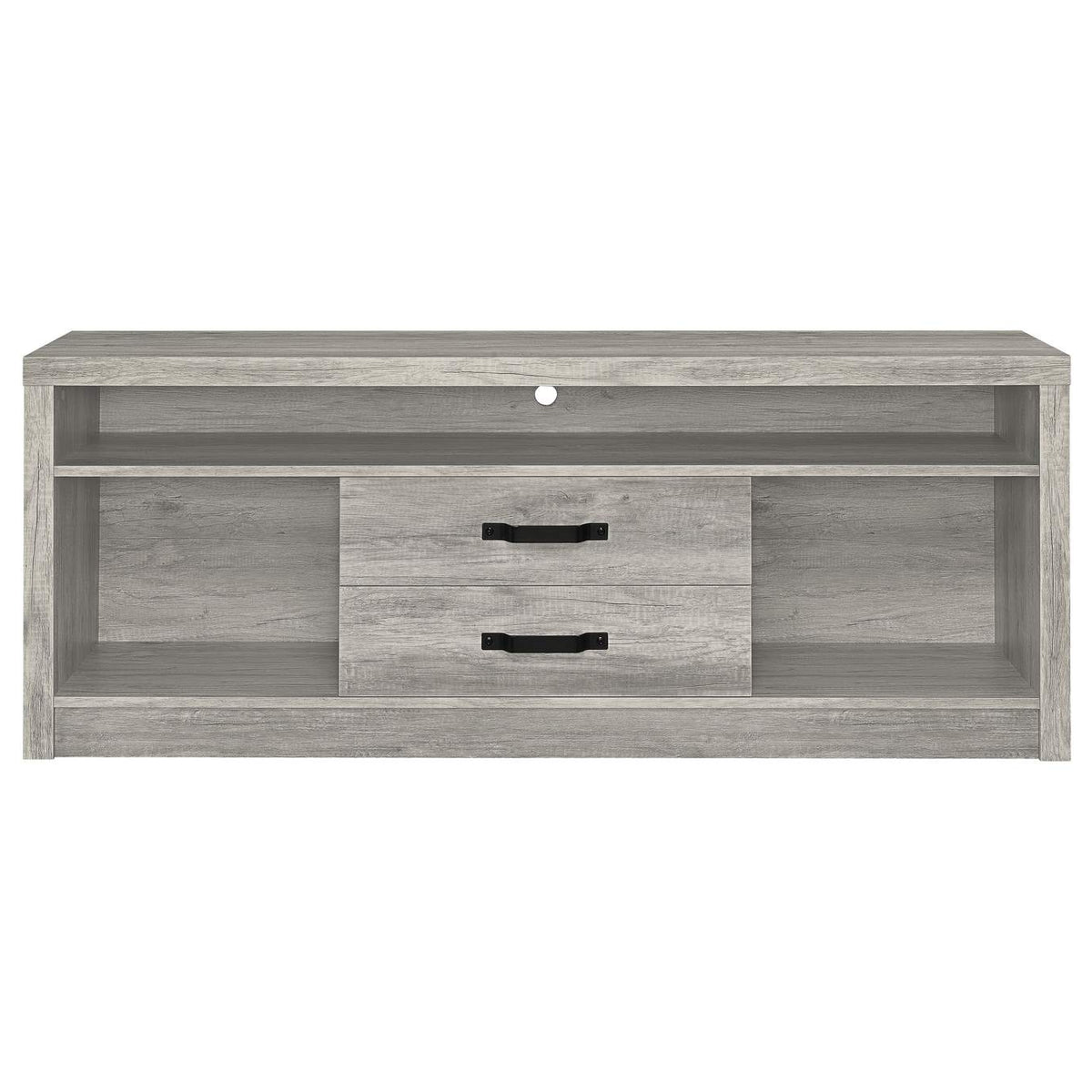 701024 Burke 2-drawer Engineered Wood 59-inch TV Stand Grey Driftwood