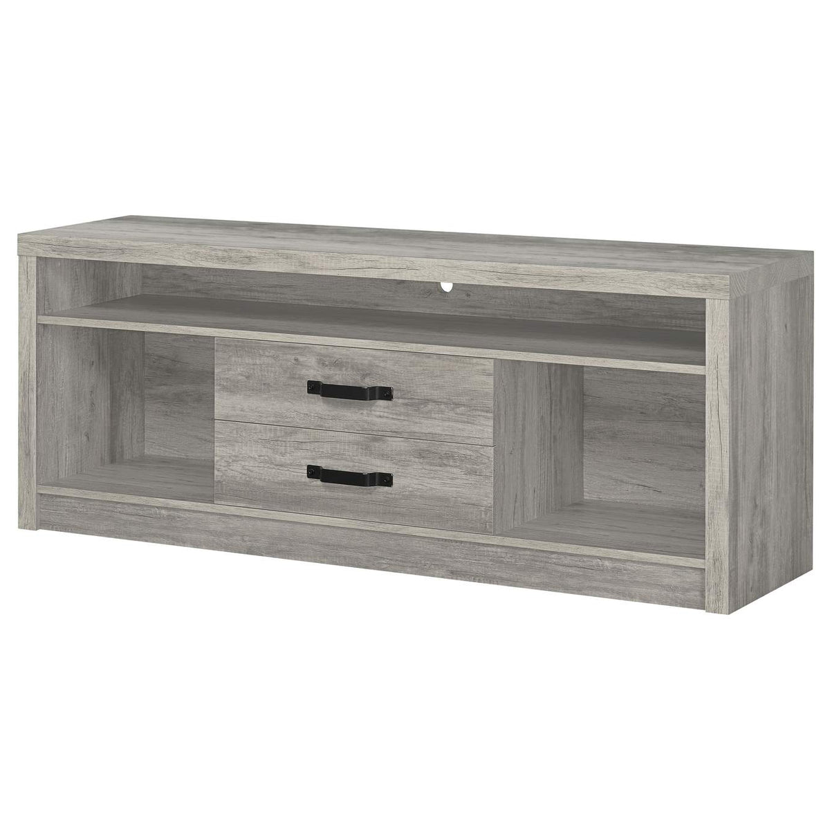 701024 Burke 2-drawer Engineered Wood 59-inch TV Stand Grey Driftwood