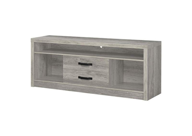 701024 Burke 2-drawer Engineered Wood 59-inch TV Stand Grey Driftwood