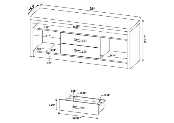 701024 Burke 2-drawer Engineered Wood 59-inch TV Stand Grey Driftwood