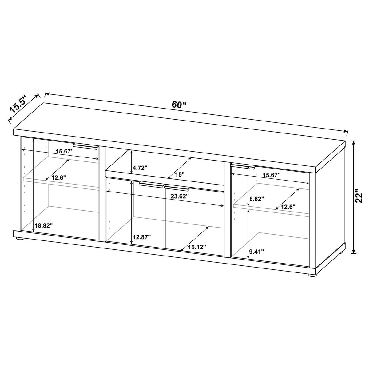 701702 Tabby 4-door Engineered Wood 60-inch TV Stand Mango