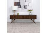 701713 Valna Wood 71-inch TV Stand with Sliding Doors Walnut