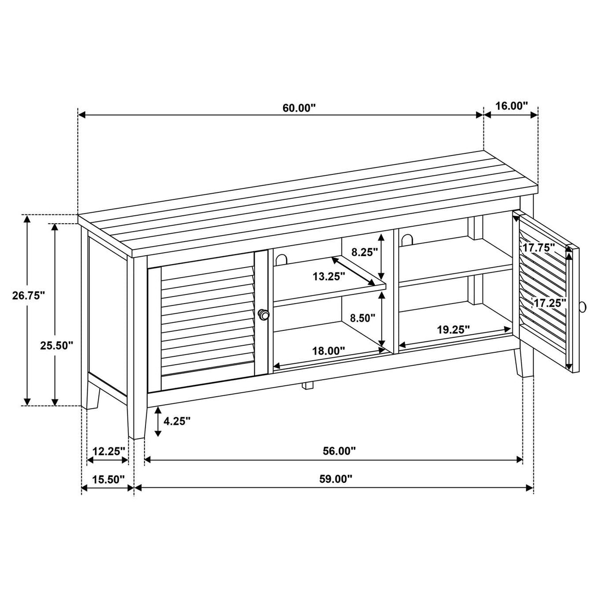 701782 Concord 2-door 60-inch TV Stand Console Distressed Java