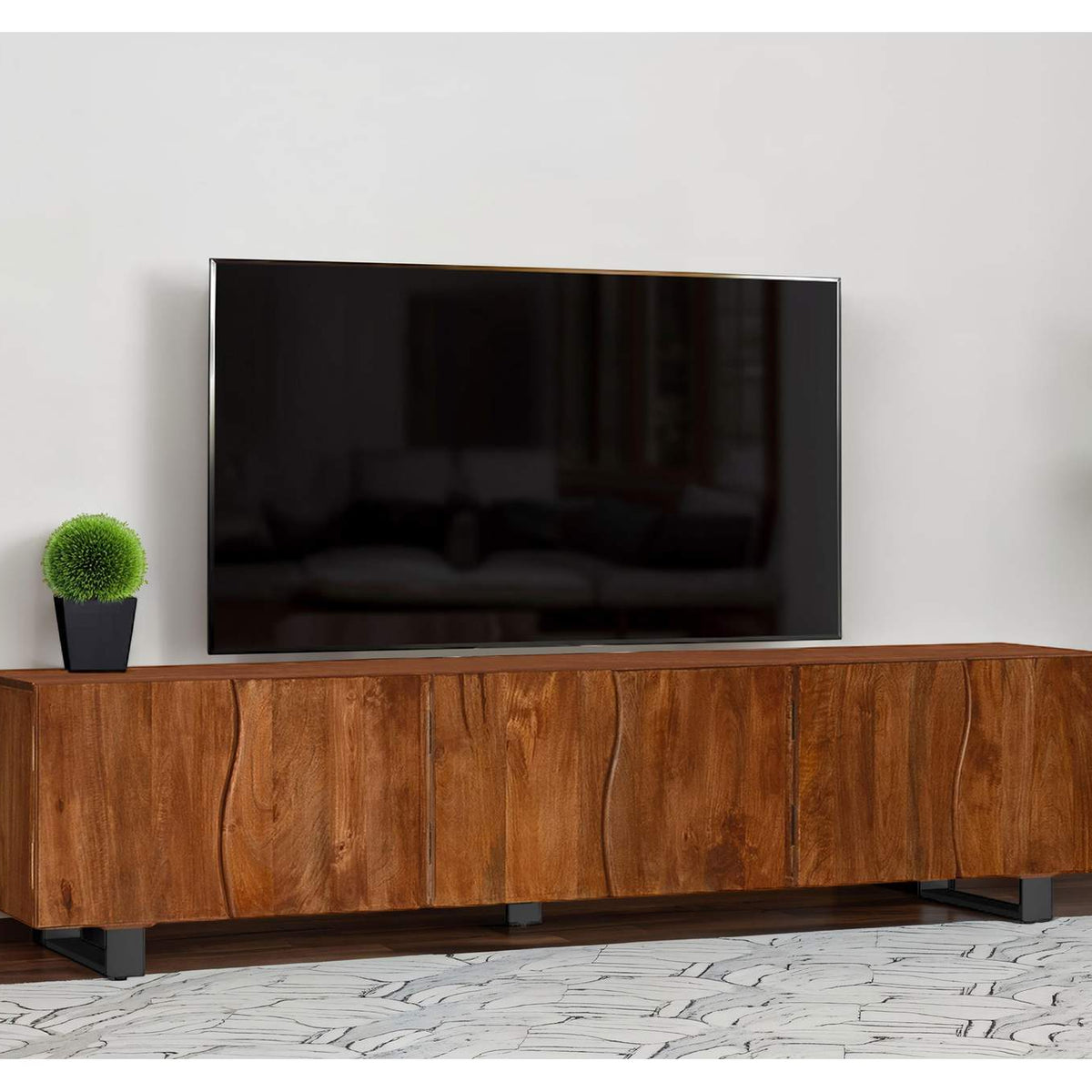 701790 Trask 86-inch Wood TV Stand Media Console Mango Brown