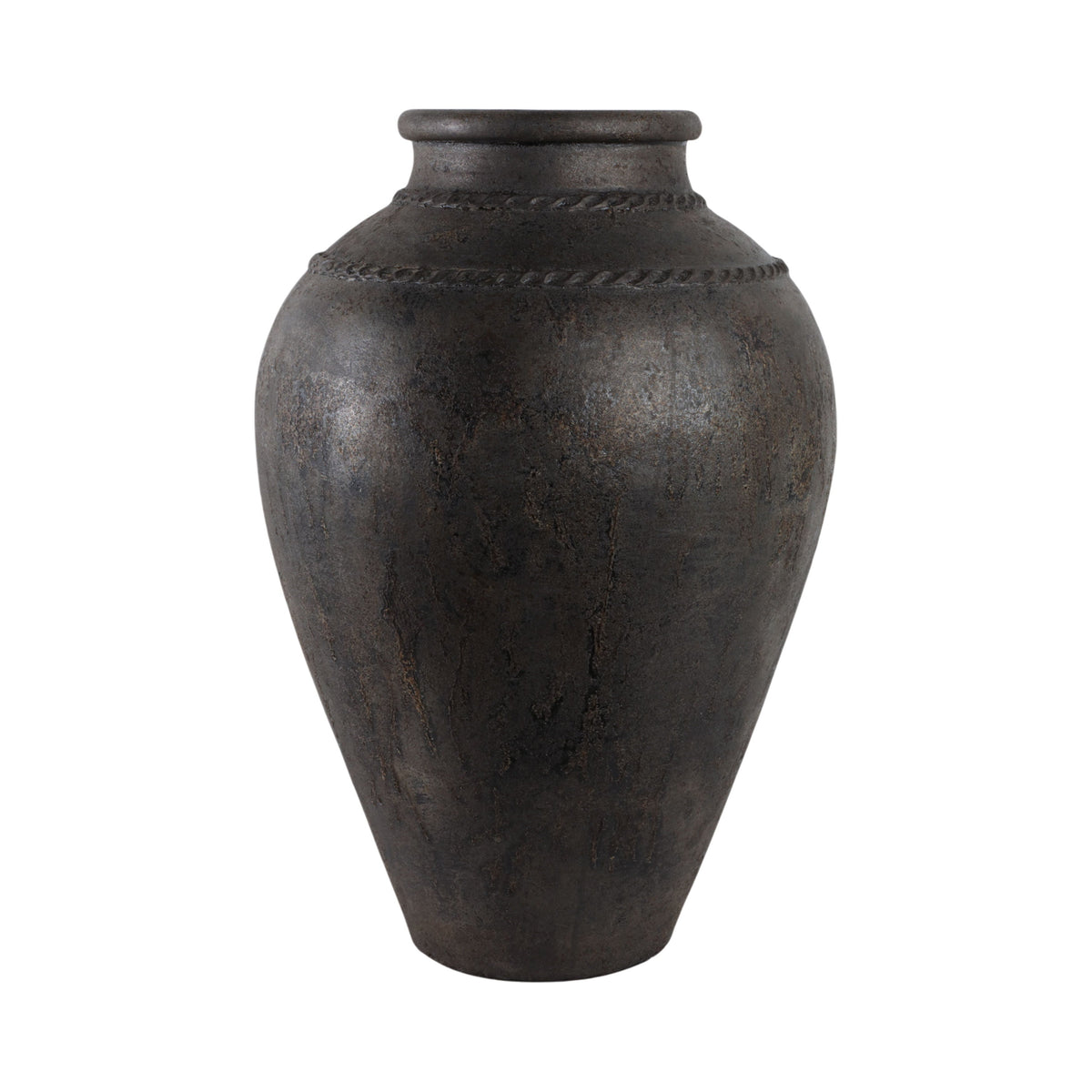 Terracotta Floor Vase - Rustic Black