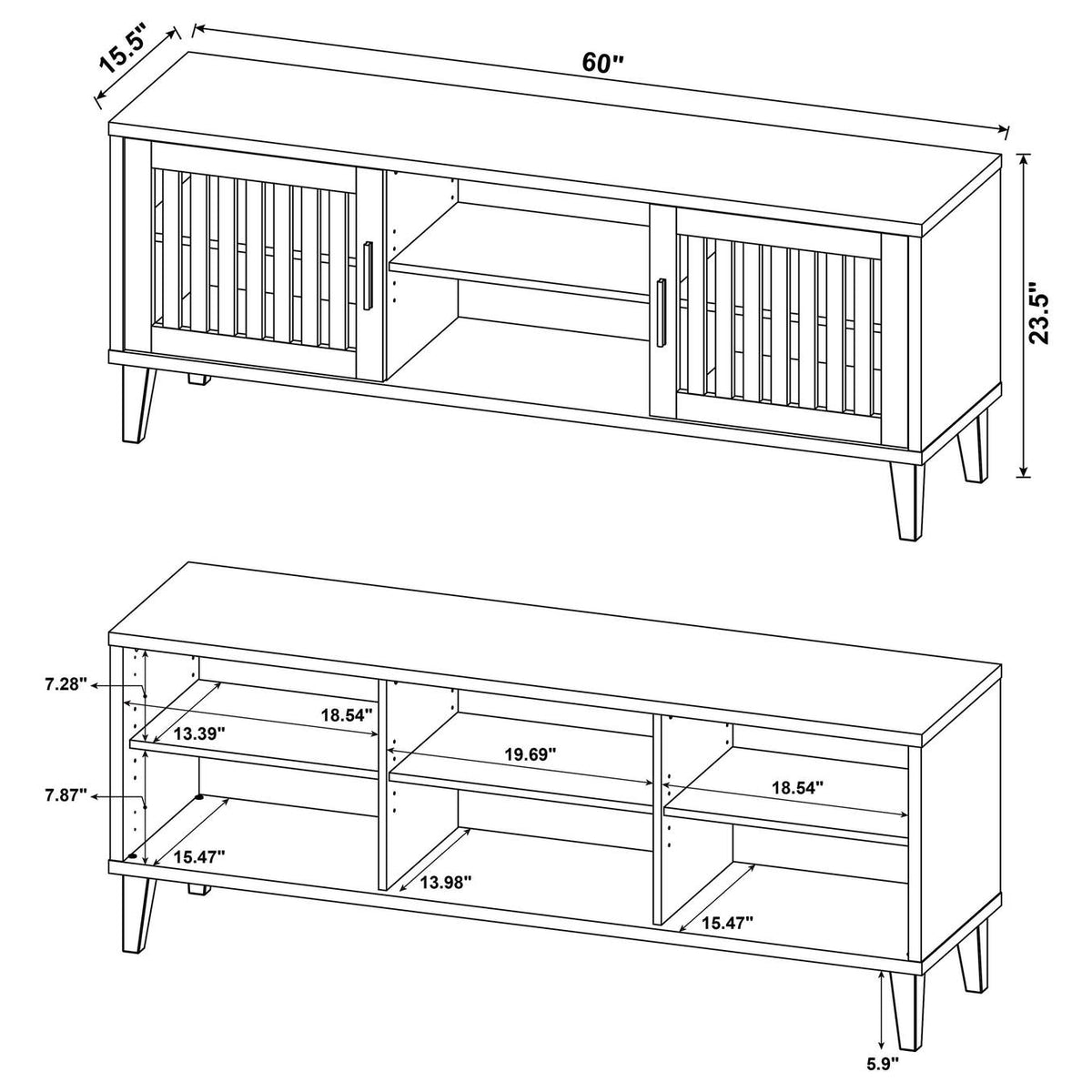 701982 Sedona 2-door Engineered Wood 60-inch TV Stand Dark Pine