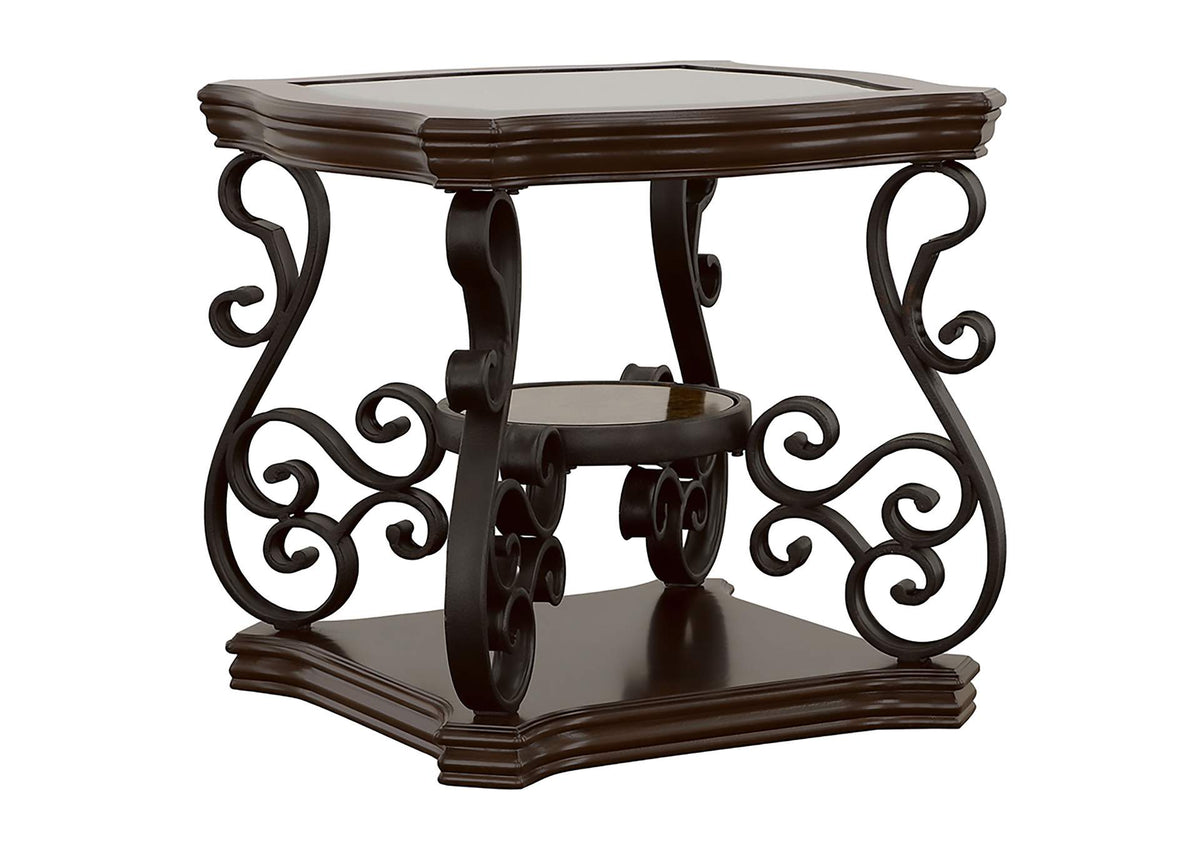 Laney 1-shelf Glass Top Square End Table Deep Merlot