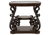 702447 Laney 1-shelf Glass Top Square End Table Deep Merlot