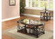 702448-S2 Laney 2-piece Glass Top Coffee and End Table Set Dark Merlot