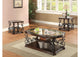 702448-S3 Laney 3-piece Glass Top Coffee and End Table Set Dark Merlot