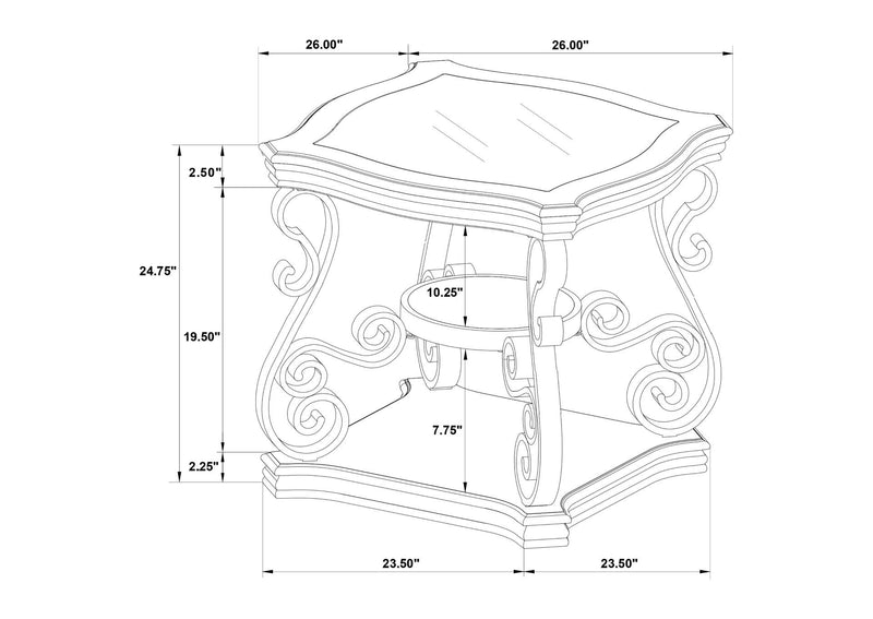 702448-S3 Laney 3-piece Glass Top Coffee and End Table Set Dark Merlot