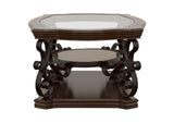 702448 Laney 1-shelf Glass Top Rectangular Coffee Table Deep Merlot