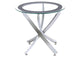 702587 Brooke Round Glass Top Side End Table Metal Base Chrome