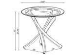 702587 Brooke Round Glass Top Side End Table Metal Base Chrome