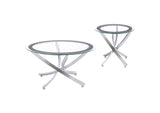 702588-S2 Brooke 2-piece Round Coffee and End Table Set Chrome