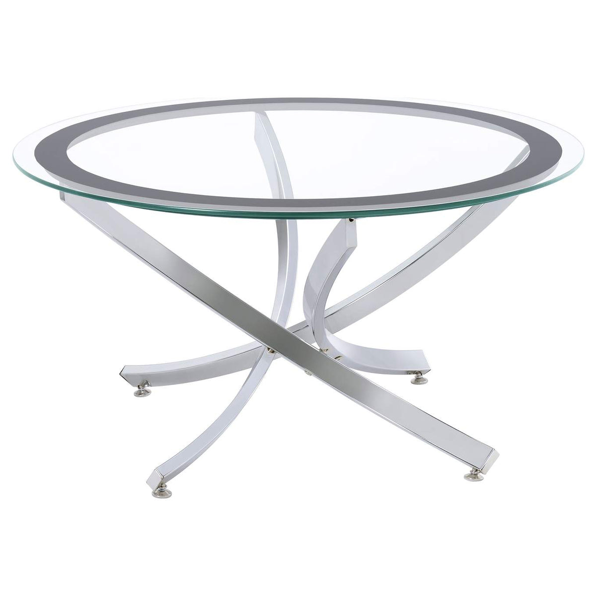 702588-S2 Brooke 2-piece Round Coffee and End Table Set Chrome