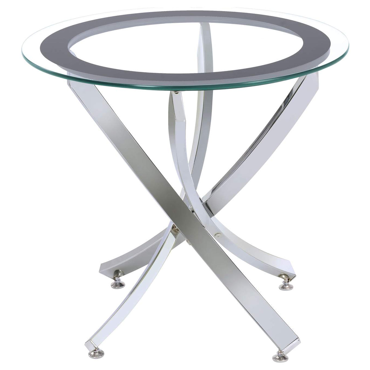 702588-S2 Brooke 2-piece Round Coffee and End Table Set Chrome