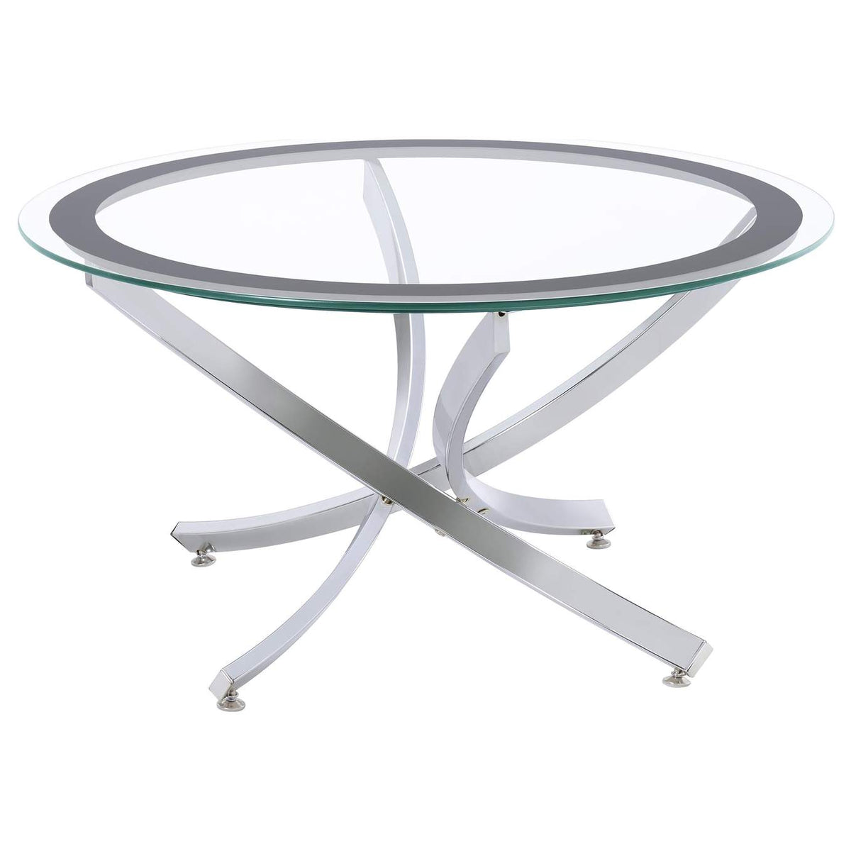702588-S3 Brooke 3-piece Round Coffee and End Table Set Chrome