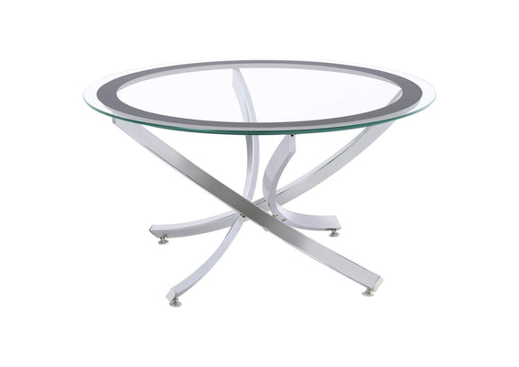 702588-S3 Brooke 3-piece Round Coffee and End Table Set Chrome