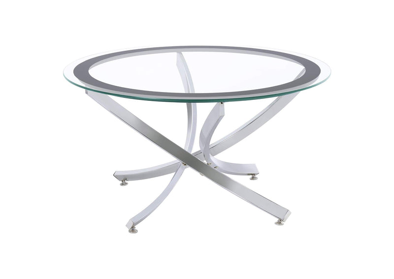 702588-S3 Brooke 3-piece Round Coffee and End Table Set Chrome