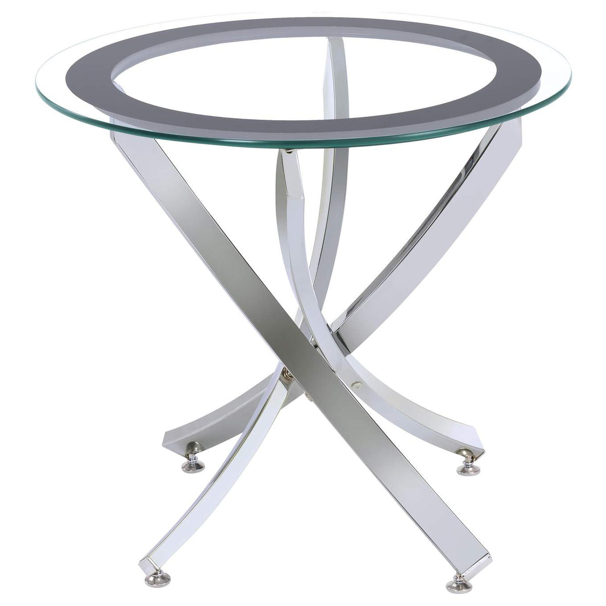 702588-S3 Brooke 3-piece Round Coffee and End Table Set Chrome