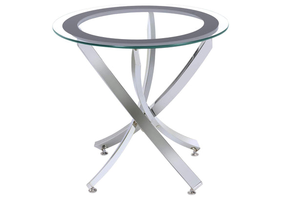 702588-S3 Brooke 3-piece Round Coffee and End Table Set Chrome