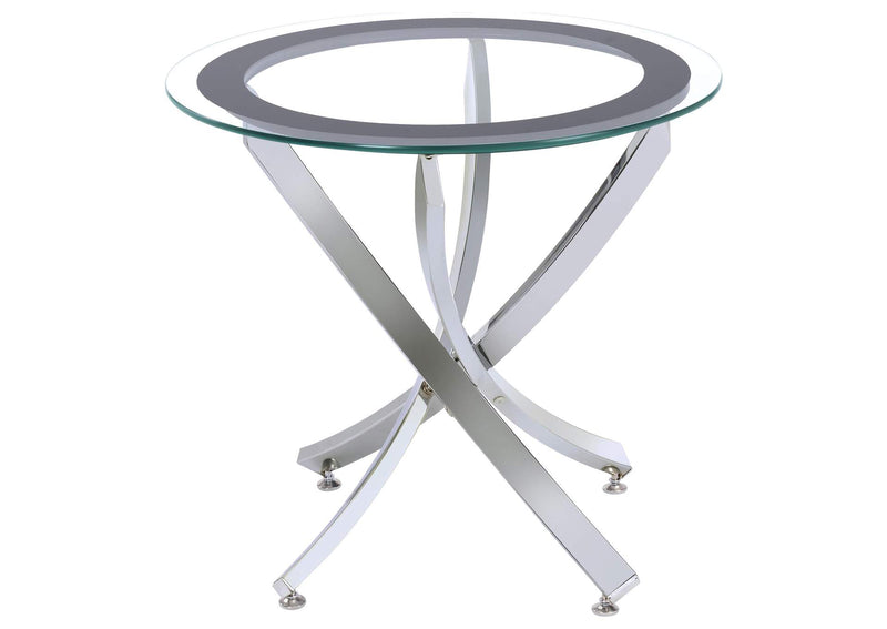 702588-S3 Brooke 3-piece Round Coffee and End Table Set Chrome