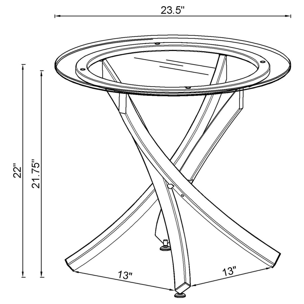 702588-S3 Brooke 3-piece Round Coffee and End Table Set Chrome