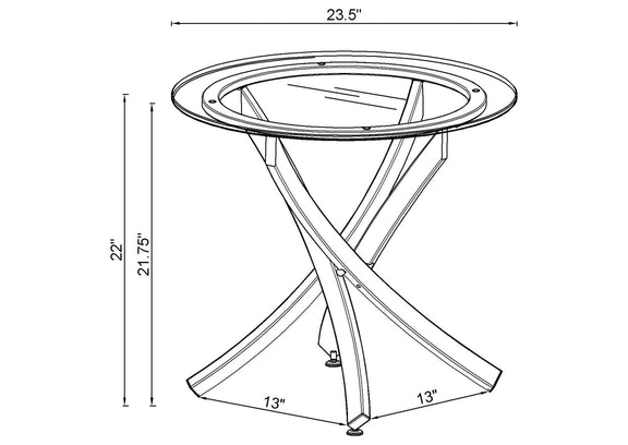 702588-S3 Brooke 3-piece Round Coffee and End Table Set Chrome